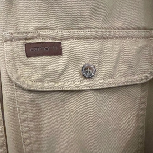 Carhartt Men's Tan Heavyweight Twill Button-Up Shirt XL Tall - Picture 3 of 6